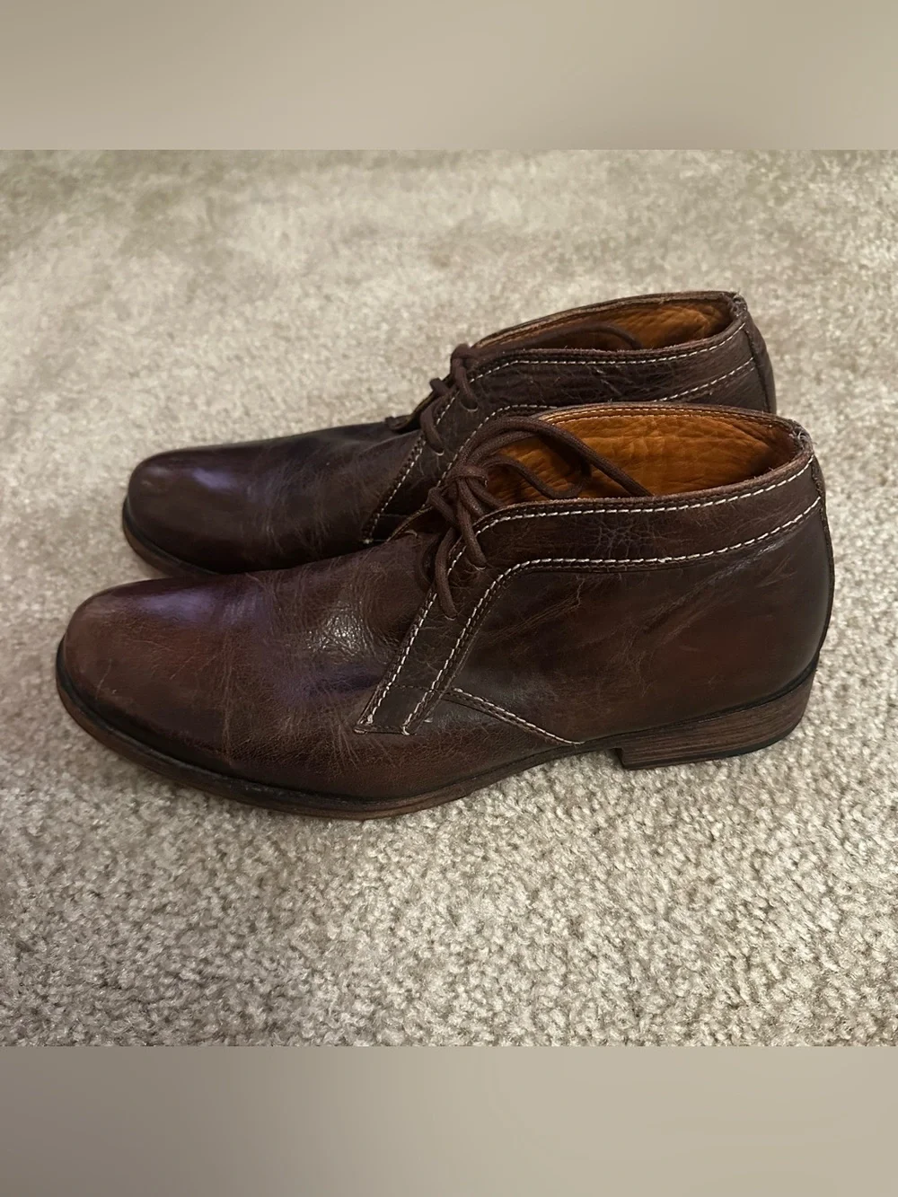 Bed Stu Brown Distressed Leather Cobbler Series Boots Chukka 8.5 Lace Up Mens